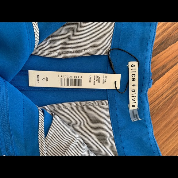 Alice + Olivia Blue pleated Wide Leg Trouser - Picture 4 of 6